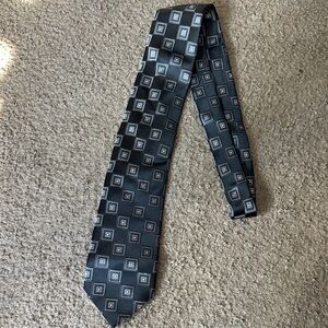 Donald J Trump Geometric Patterned Black and Gray Tie